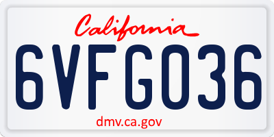CA license plate 6VFG036