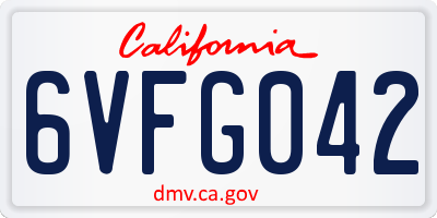 CA license plate 6VFG042