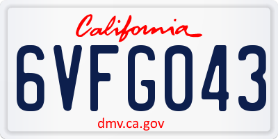 CA license plate 6VFG043