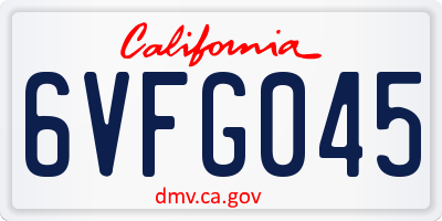 CA license plate 6VFG045