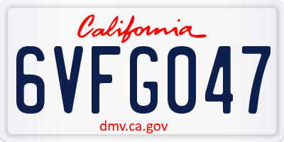 CA license plate 6VFG047