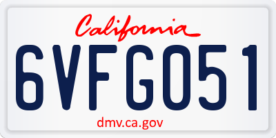 CA license plate 6VFG051