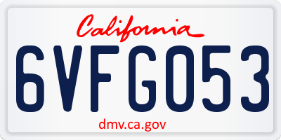 CA license plate 6VFG053