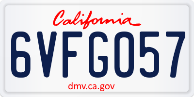 CA license plate 6VFG057