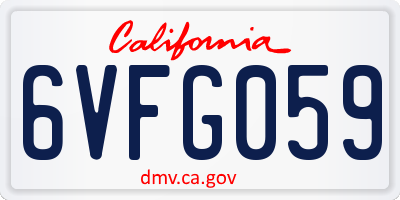 CA license plate 6VFG059