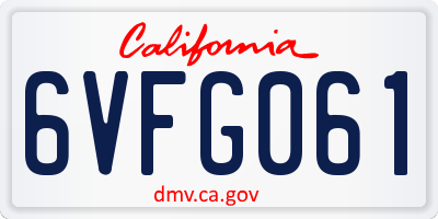 CA license plate 6VFG061