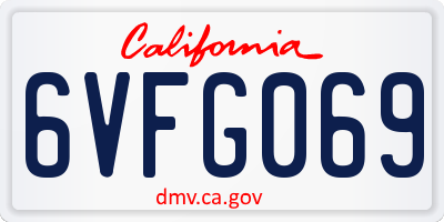 CA license plate 6VFG069
