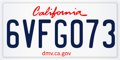 CA license plate 6VFG073