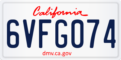 CA license plate 6VFG074