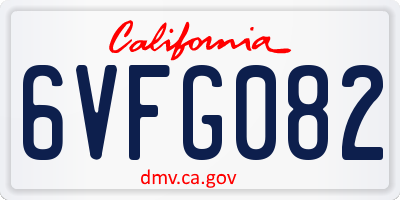 CA license plate 6VFG082