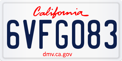 CA license plate 6VFG083