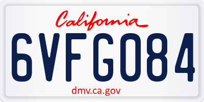 CA license plate 6VFG084