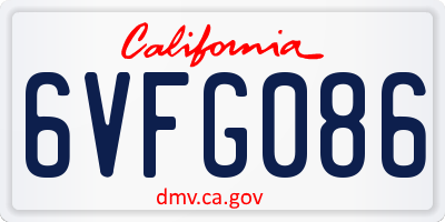 CA license plate 6VFG086