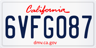 CA license plate 6VFG087