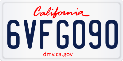 CA license plate 6VFG090