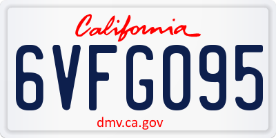 CA license plate 6VFG095