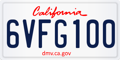 CA license plate 6VFG100