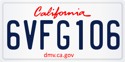 CA license plate 6VFG106