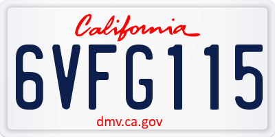 CA license plate 6VFG115