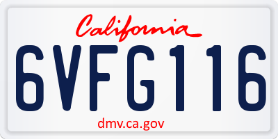 CA license plate 6VFG116