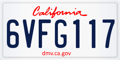 CA license plate 6VFG117