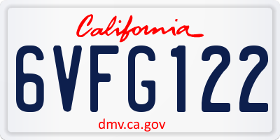 CA license plate 6VFG122