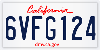 CA license plate 6VFG124