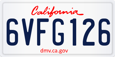 CA license plate 6VFG126