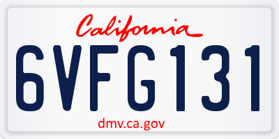 CA license plate 6VFG131