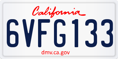 CA license plate 6VFG133
