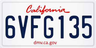 CA license plate 6VFG135