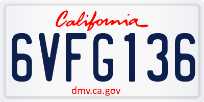 CA license plate 6VFG136