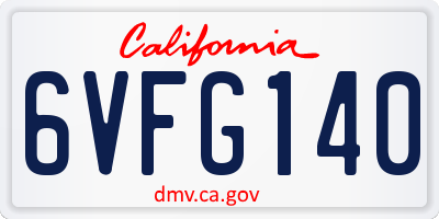 CA license plate 6VFG140