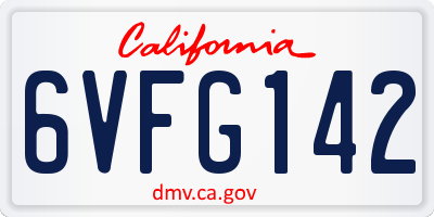 CA license plate 6VFG142