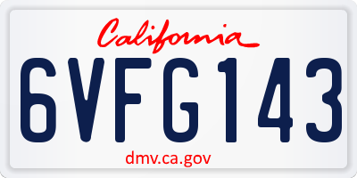 CA license plate 6VFG143