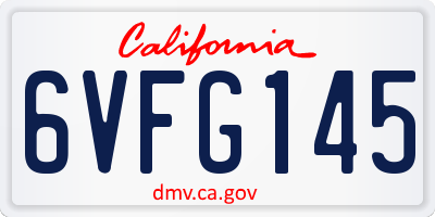 CA license plate 6VFG145