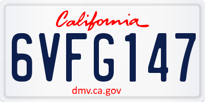 CA license plate 6VFG147