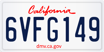 CA license plate 6VFG149