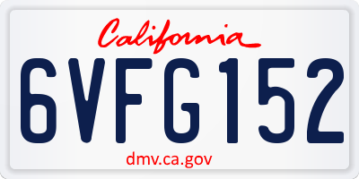 CA license plate 6VFG152