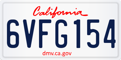 CA license plate 6VFG154