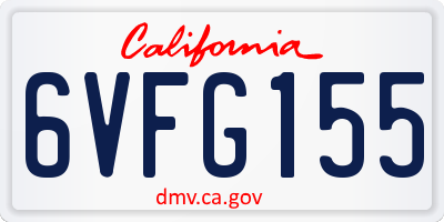 CA license plate 6VFG155