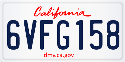 CA license plate 6VFG158