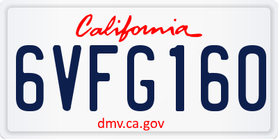 CA license plate 6VFG160