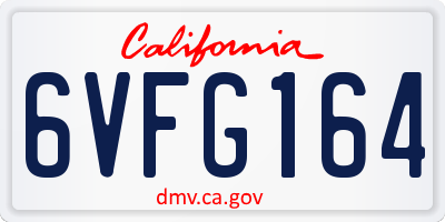 CA license plate 6VFG164