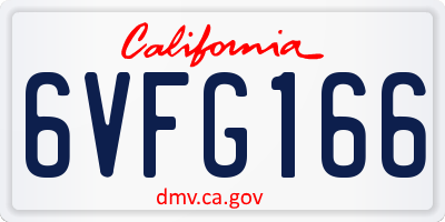 CA license plate 6VFG166