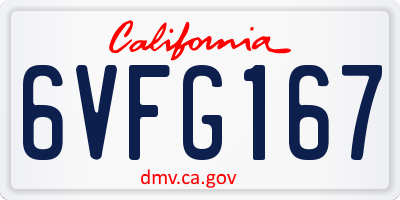 CA license plate 6VFG167