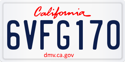 CA license plate 6VFG170