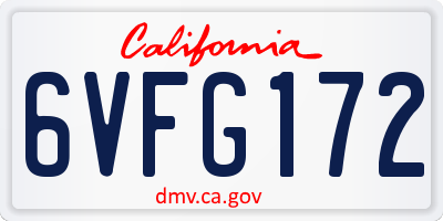 CA license plate 6VFG172