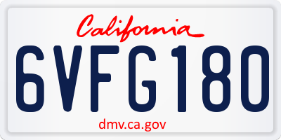 CA license plate 6VFG180