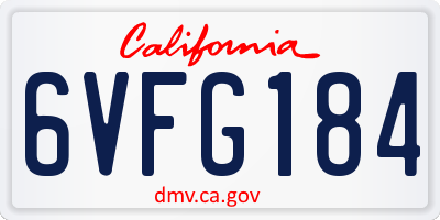 CA license plate 6VFG184